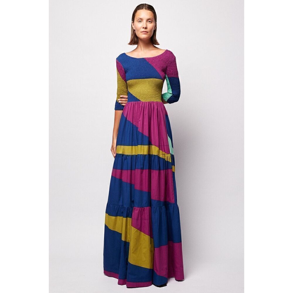 SWF 3/4 sleeves Maxi Dress Color: Reflections Wedding Guest size S NWT $409